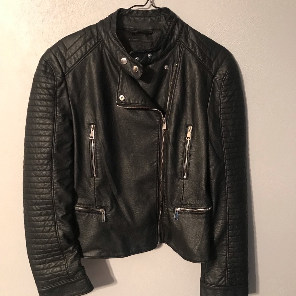 Sexy black womens moto jacket
